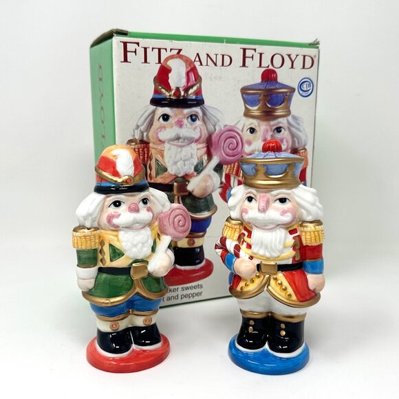 Vtg. Fitz and Floyd Nutcracker Sweets Salt and Pepper Shakers Christmas Org. Box - Picture 1 of 9